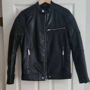 Zara Men's Black Faux Leather Jacket